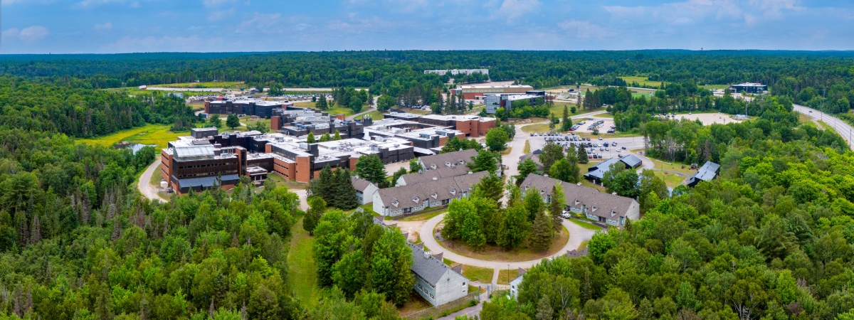 Aerial view of Nipissing University campus