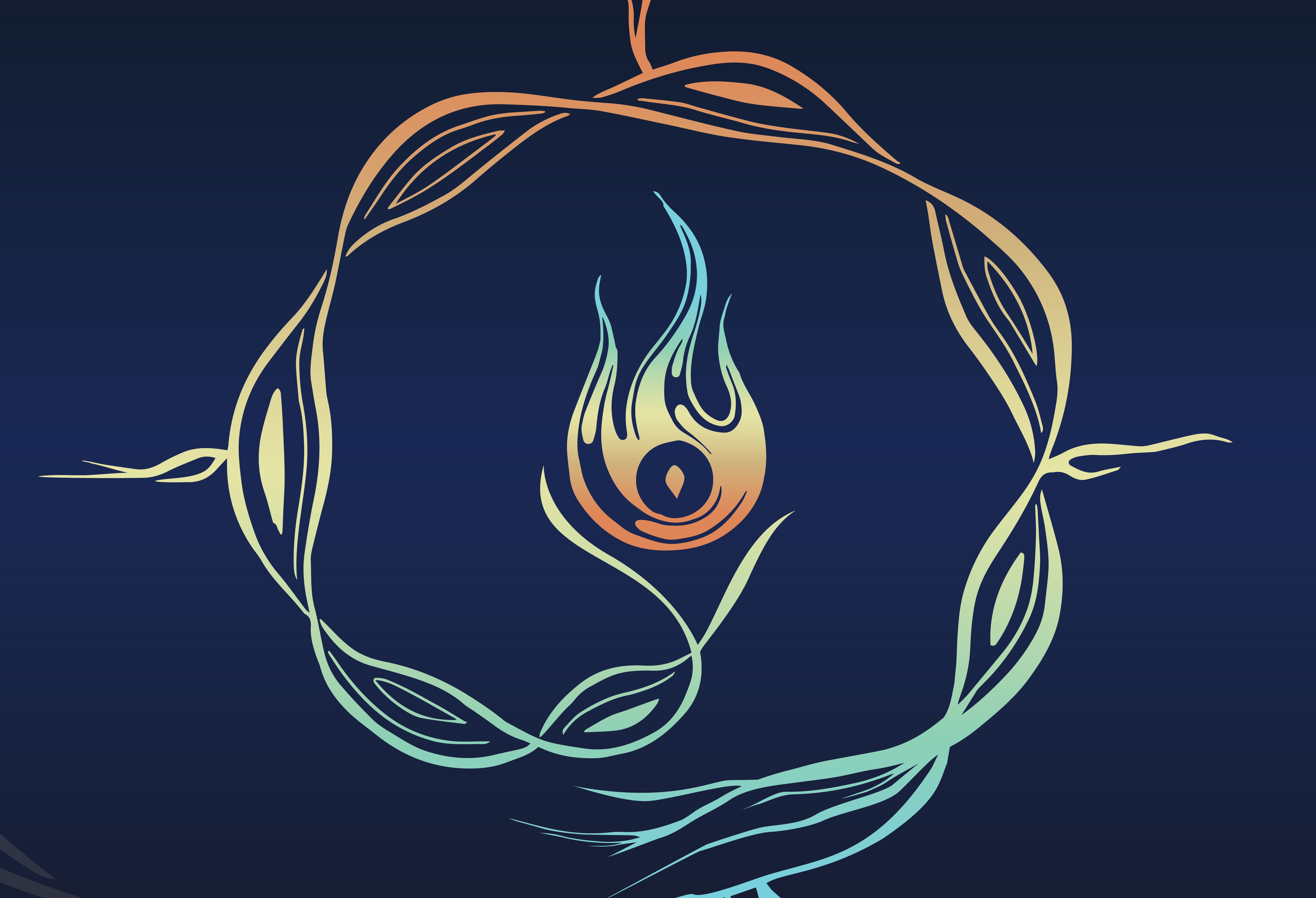 Sweet grass multicolor graphic on a dark blue background