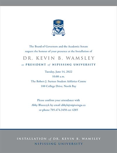 Installation of Dr. Kevin B. Wamsley invite