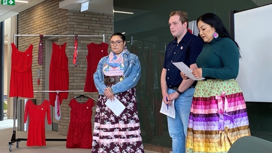 Putting theory into action: INDG 3106 Indigenous Health and Wellness students created an awareness-raising event and donation drive as part of the 16 Days of Activism Against Gender-Based Violence November 28, 2022.