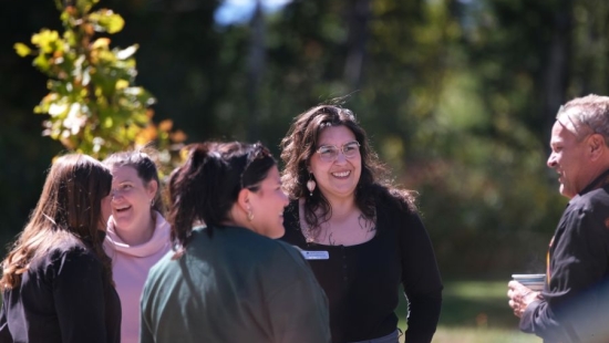 Lakers socializing outside during NU Homecoming 2025 Medicine Walk