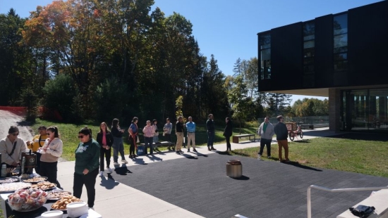 Lakers socializing outside during NU Homecoming 2025 Medicine Walk