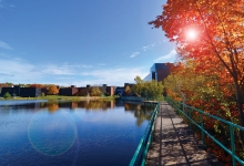 Nipissing University campus pond