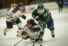 Women's hockey team in action