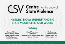 Poster for the grand opening of the Centre for the Study of State Violence