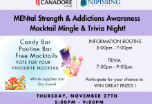 MENtal Strength and Addiction Awareness Moctail Mingle & Trivia Night Poster