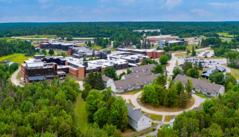 Aerial view of Nipissing University's campus