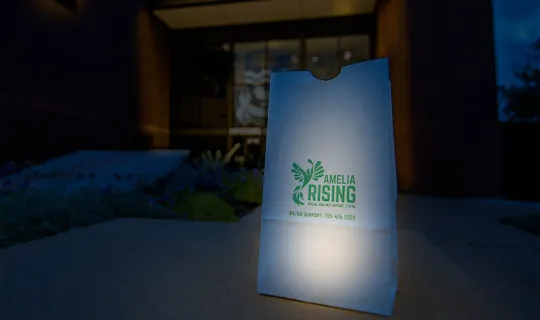 Amelia Rising luminary placed outside Nipissing University's main enterance