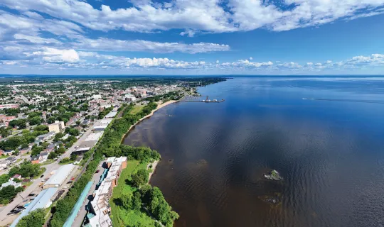 Aerial view of waterfront