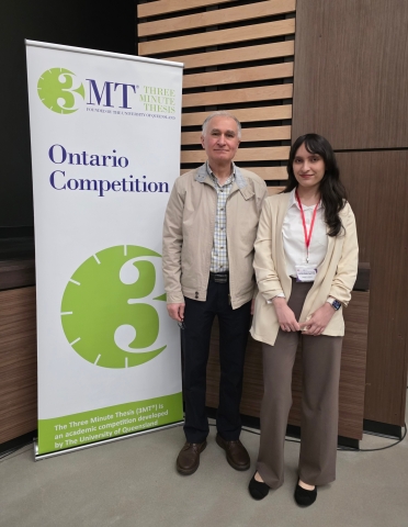 Ananya Singh and Dr. Amir Erfani at the 3MT® Regional Competition at Brock University