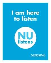 NU Listens Desk Sign