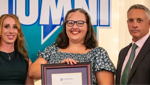 Hayley Heaslip received Philanthropy Award at the 2025 Nipissing University Alumni Award 