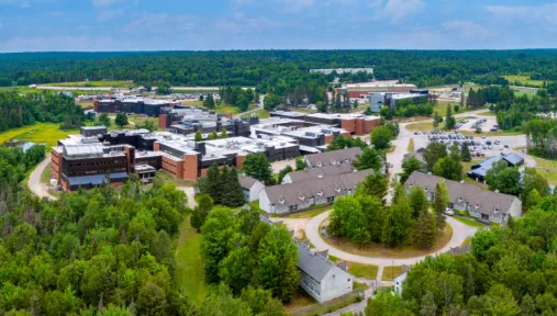 Aerial view of Nipissing University's campus