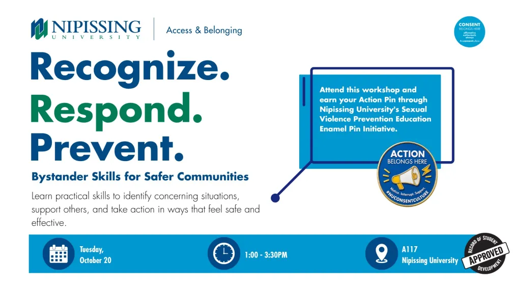 Recognize. Respond. Prevent: Bystander Skills for Safer Communities Event Flyer