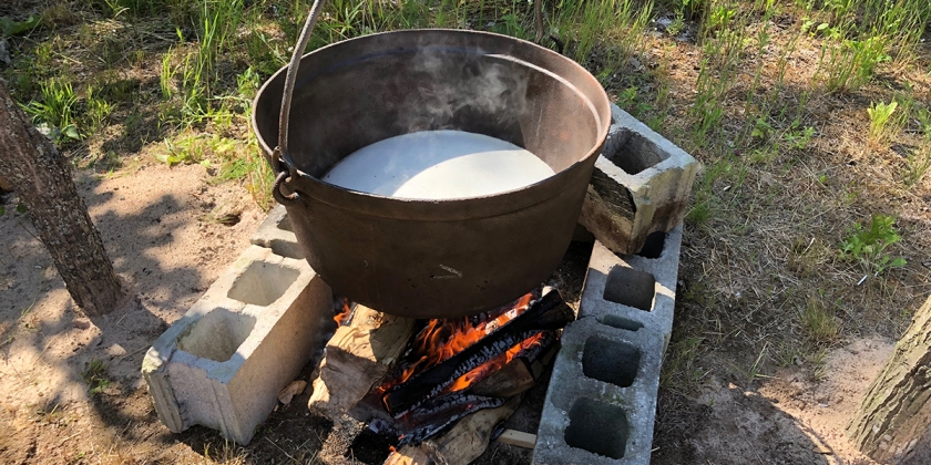 Pot on open fire