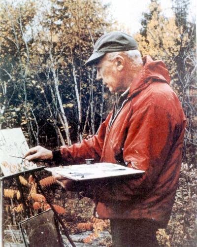 Tom Cummings painting at Duschesany Falls
